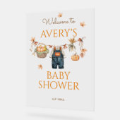 Pumpkin Rustic Baby Clothestline Fall Baby Shower Acryl Bord (Hoek)