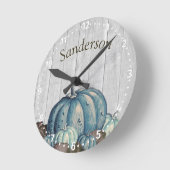 Pumpkin Rustic Cute Gray Wood Ronde Klok (Hoek)