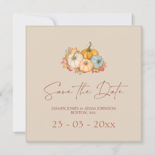 Pumpkin Rustic Fall Wedding Bewaar de datum Save The Date (Voorkant)