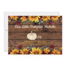 Pumpkin Rustic First Sunflower Burgundy Birthday