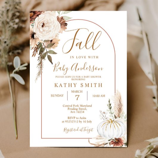 Pumpkin Rustic Floral Boho Arch Herfst verliefd op Kaart