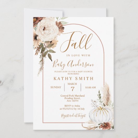 Pumpkin Rustic Floral Boho Arch Herfst verliefd op Kaart (Voorkant)