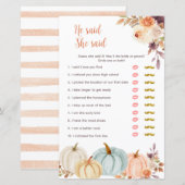 Pumpkin Rustic Floral zei dat ze Kaart zei (Voorkant / Achterkant)