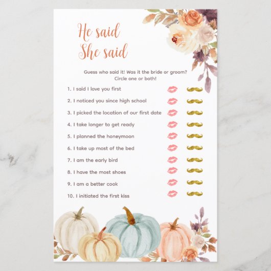 Pumpkin Rustic Floral zei dat ze Kaart zei (Voorkant)