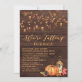 Pumpkin Rustic Leaves Baby shower Invitation Kaart (Voorkant)