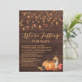 Pumpkin Rustic Leaves Baby shower Invitation Kaart (Staand voorkant)