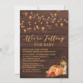 Pumpkin Rustic Leaves Baby shower Invitation Kaart (Voorkant)