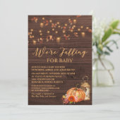 Pumpkin Rustic Leaves Baby shower Invitation Kaart (Staand voorkant)