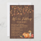 Pumpkin Rustic Leaves Baby shower Invitation Kaart (Voorkant)