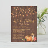 Pumpkin Rustic Leaves Baby shower Invitation Kaart (Staand voorkant)