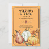 Pumpkin Rustic Thanksgiving Dinner Fall Watercolor Kaart (Voorkant)