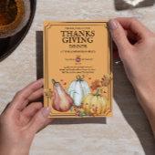 Pumpkin Rustic Thanksgiving Dinner Fall Watercolor Kaart