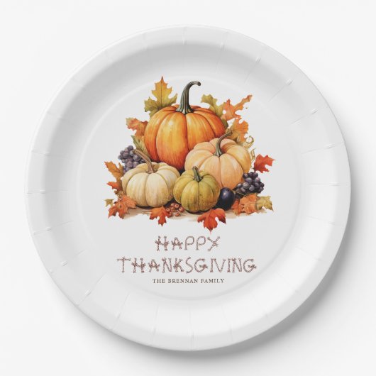 Pumpkin Rustic Thanksgiving Dinner Papieren Bordje (Voorkant)