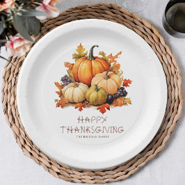 Pumpkin Rustic Thanksgiving Dinner Papieren Bordje