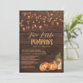 Pumpkin Rustic Twin Baby shower Invitation Kaart (Staand voorkant)