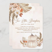 Pumpkin Rustic Twin Baby shower Invitation Kaart (Voorkant / Achterkant)