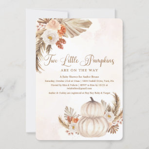 Pumpkin Rustic Twin Baby shower Invitation Kaart