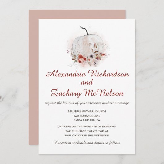 Pumpkin Rustic-Waterverf Kaart (Voorkant / Achterkant)