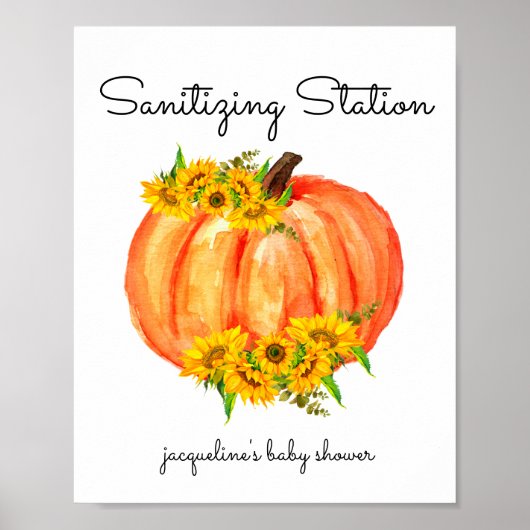 Pumpkin Sanitizing Station Oranje White Poster (Voorkant)