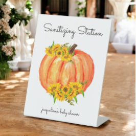 Pumpkin Sanitizing Station Oranje White Reclamebord Met Voetstuk