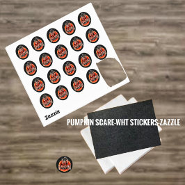 Pumpkin Scare-Wht Ronde Sticker