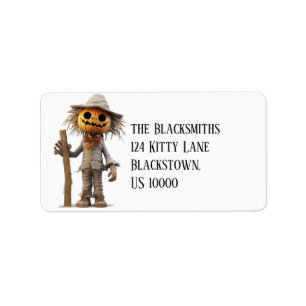 Pumpkin Scarecrow Halloween Adres Etiket