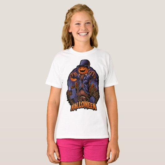 Pumpkin Scarecrow Halloween T-Shirt (Voorkant volledig)