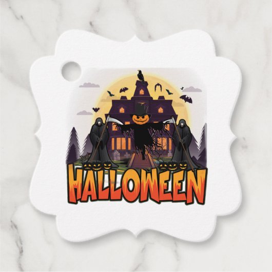 Pumpkin Scary House, Halloween Bedankjes Labels (Voorkant)