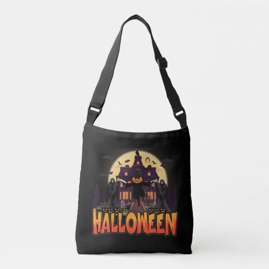 Pumpkin Scary House, Halloween Crossbody Tas (Voorkant)