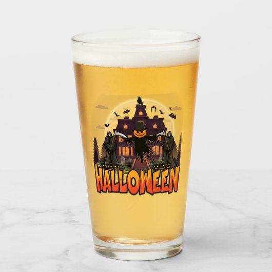 Pumpkin Scary House, Halloween Glas (Voorkant gevuld)