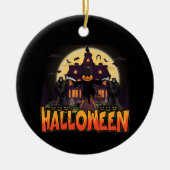 Pumpkin Scary House, Halloween Keramisch Ornament (Voorkant)