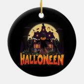 Pumpkin Scary House, Halloween Keramisch Ornament (Achterkant)