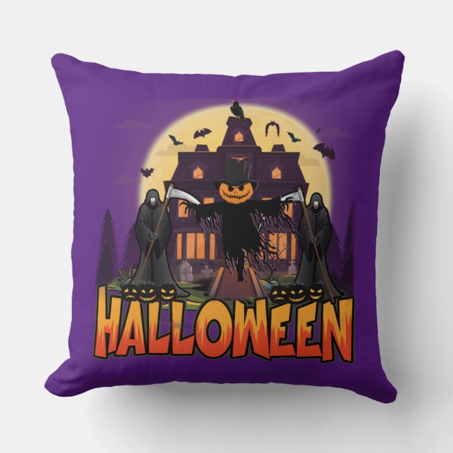 Pumpkin Scary House, Halloween Kussen (Voorkant)