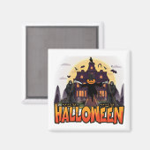 Pumpkin Scary House, Halloween Magneet (Voorkant / Achterkant)