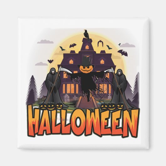 Pumpkin Scary House, Halloween Magneet (Voorkant)
