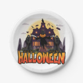 Pumpkin Scary House, Halloween Papieren Bordje (Voorkant)
