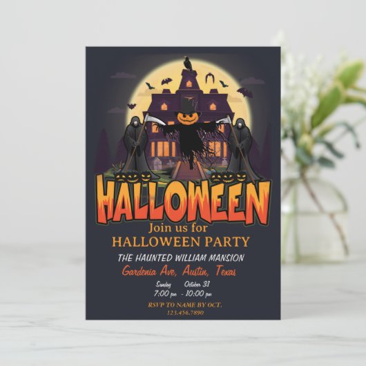 Pumpkin Scary House, Halloween Planner Party Kaart (Staand voorkant)
