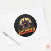 Pumpkin Scary House, Halloween Ronde Sticker (Envelop)