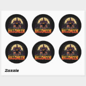 Pumpkin Scary House, Halloween Ronde Sticker (Vel)