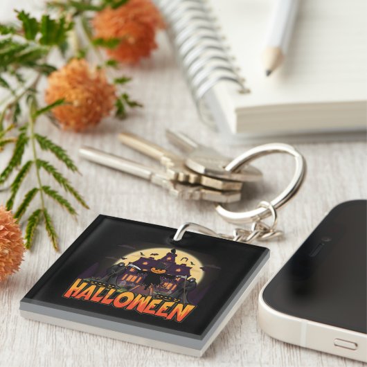 Pumpkin Scary House, Halloween Sleutelhanger (Voorkant Rechts)