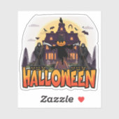 Pumpkin Scary House, Halloween Sticker (Vel)