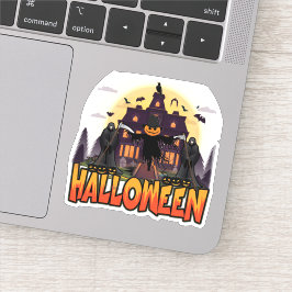 Pumpkin Scary House, Halloween Sticker