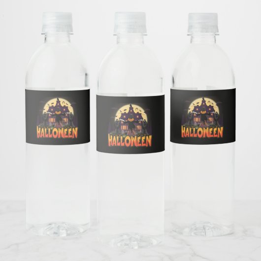 Pumpkin Scary House, Halloween Waterfles Etiket (Flessen)