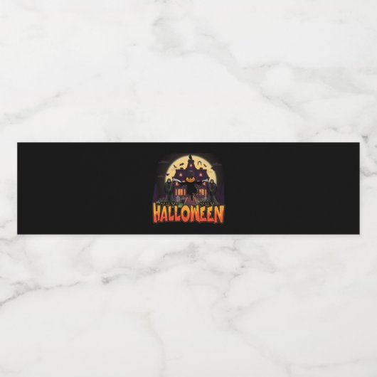 Pumpkin Scary House, Halloween Waterfles Etiket (Enkel label)