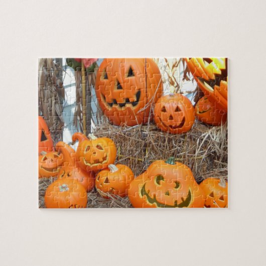 pumpkin scary spooky halloween jack o lantern legpuzzel (Horizontaal)