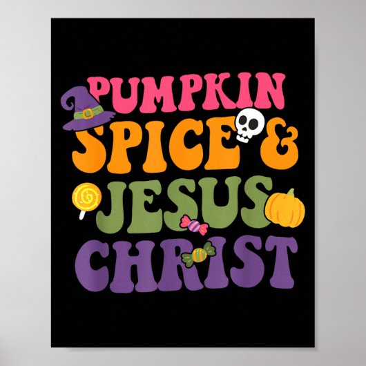 Pumpkin Sce &amp; Je-sus Christ Funny Christian Ha Poster (Voorkant)