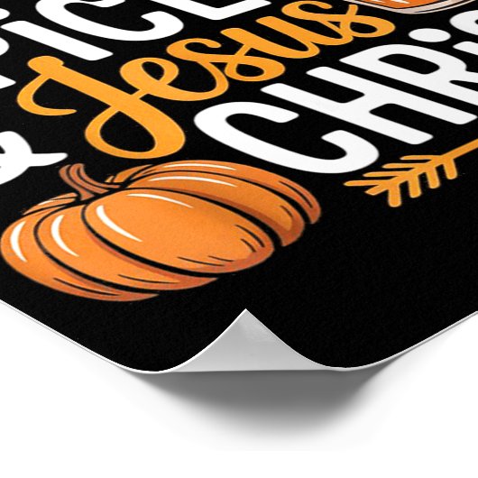 Pumpkin Sce And Jesus Christ Christian Fall Autumn Poster (Hoek)