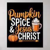 Pumpkin Sce And Jesus Christ Christian Fall Autumn Poster (Voorkant)