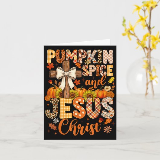 Pumpkin Sce And Jesus Christ Funny Fall Christian  Kaart (Gele Bloem)