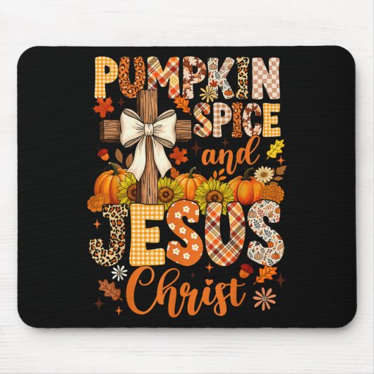 Pumpkin Sce And Jesus Christ Funny Fall Christian  Muismat (Voorkant)